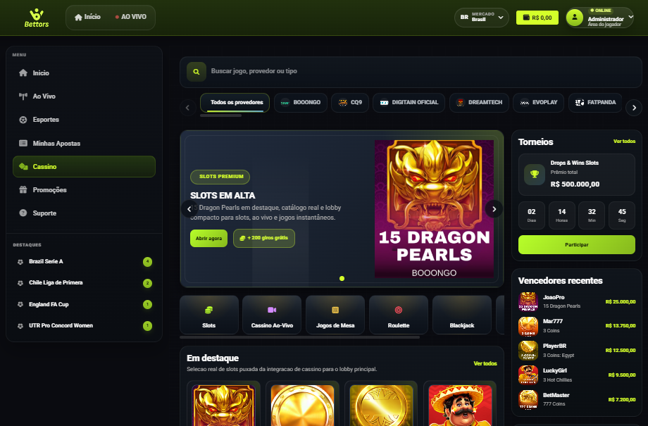 Lobby desktop do cassino SharkGame